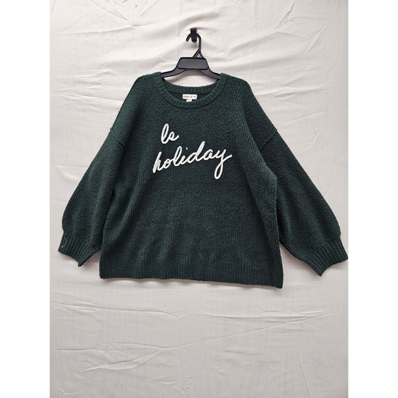 Ava & Viv Sweaters - Ava & Viv Womens 3X Green La Holiday Graphic Knit Sweater Pullover 021 08 1470